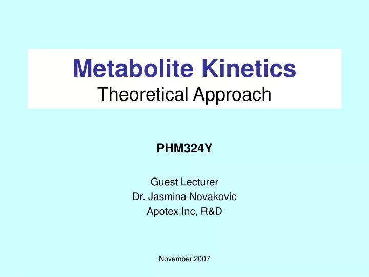 metabolite kinetics theoretical approach