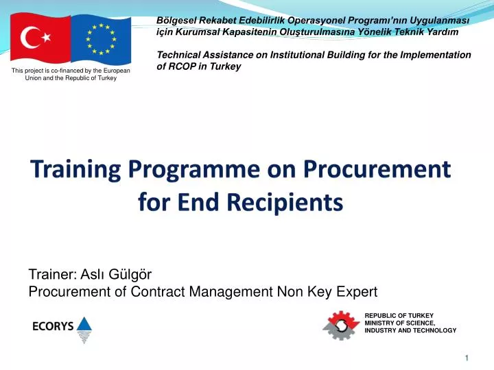 training programme on procurement for end recipients