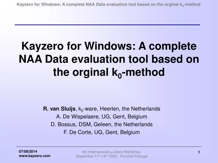 kayzero for windows a complete naa data evaluation tool based on the orginal k 0 method