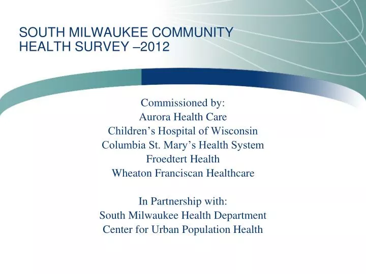 south milwaukee community health survey 2012