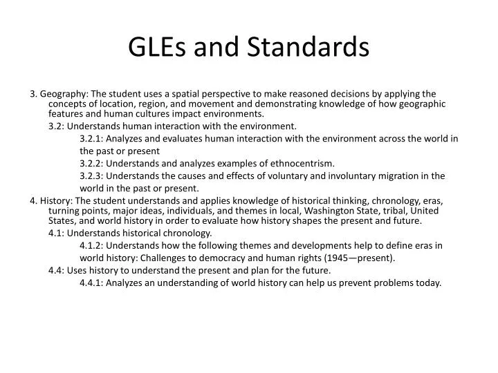 gles and standards