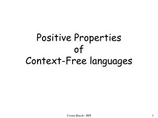 Positive Properties of Context-Free languages