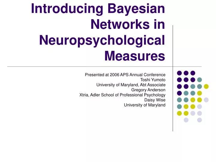 introducing bayesian networks in neuropsychological measures