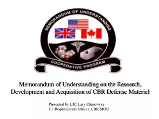 Memorandum of Understanding on the Research, Development and Acquisition of CBR Defense Materiel