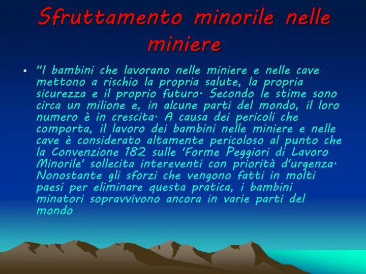 sfruttamento minorile nelle miniere