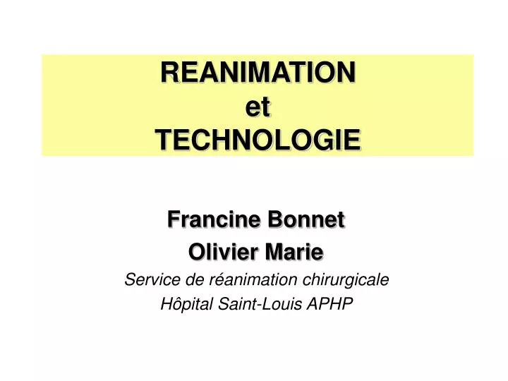 reanimation et technologie