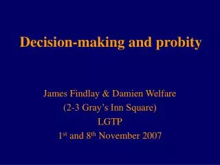 Decision-making and probity