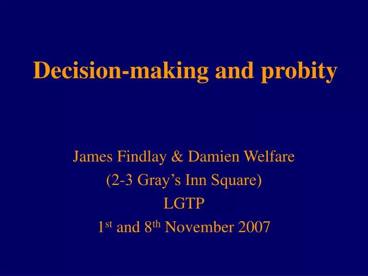 decision making and probity