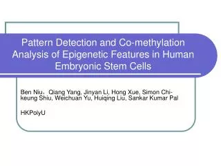 Pattern Detection and Co-methylation Analysis of Epigenetic Features in Human Embryonic Stem Cells