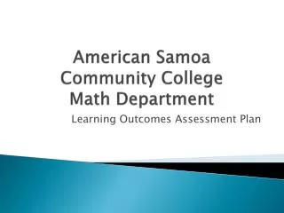 American Samoa Community College Math Department