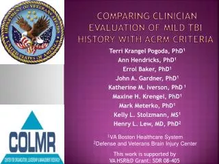 Comparing Clinician Evaluation of mild TBI history with ACRM Criteria