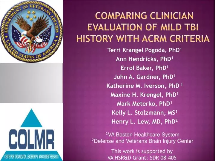 comparing clinician evaluation of mild tbi history with acrm criteria