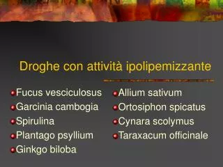 droghe con attivit ipolipemizzante