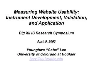 Measuring Website Usability: Instrument Development, Validation, and Application