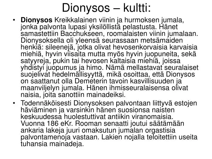 dionysos kultti