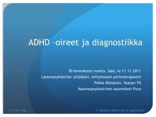 adhd oireet ja diagnostiikka
