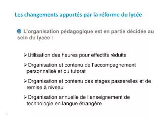 les changements apport s par la r forme du lyc e