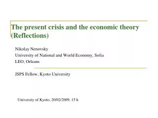 The present crisis and the economic theory (Reflections)