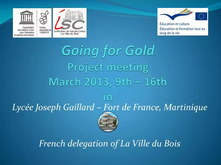going for gold project meeting march 2013 9th 16th in