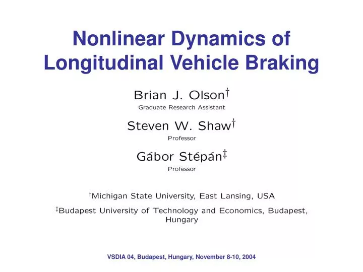 nonlinear dynamics of longitudinal vehicle braking