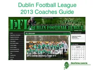 Dublin Football League 2013 Coaches Guide