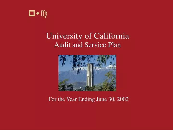 university of california audit and service plan