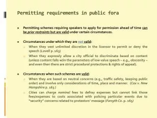 Permitting requirements in public fora