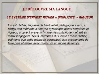 le syst me d ernest richer simplicit rigueur