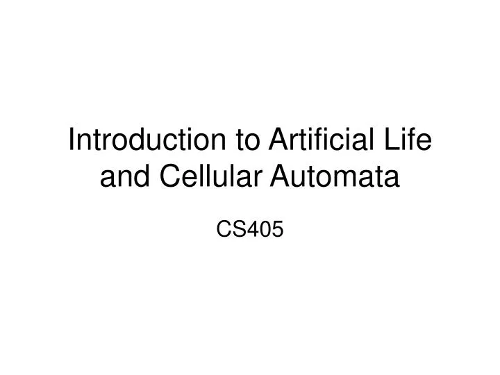 introduction to artificial life and cellular automata
