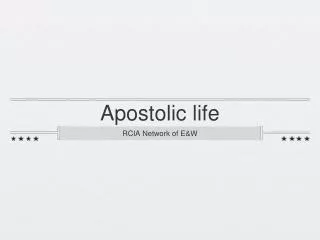 Apostolic life