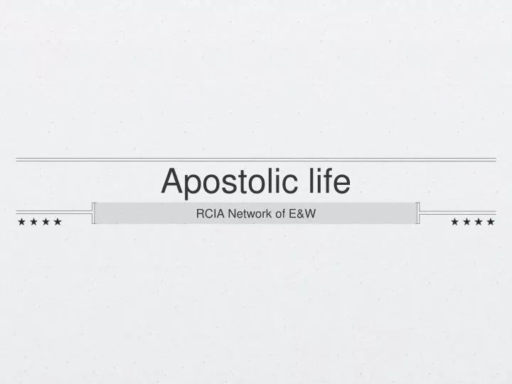 apostolic life