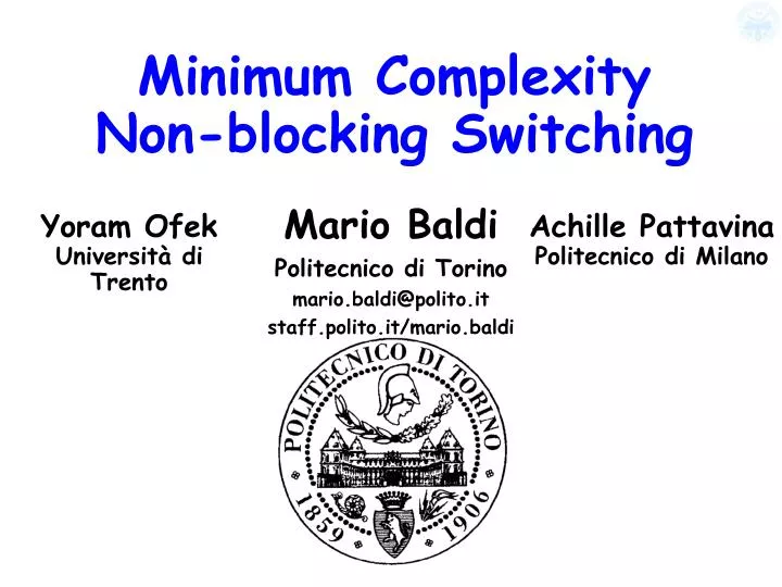 minimum complexity non blocking switching