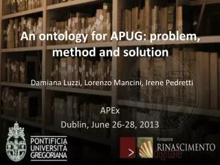 An ontology for APUG: problem, method and solution