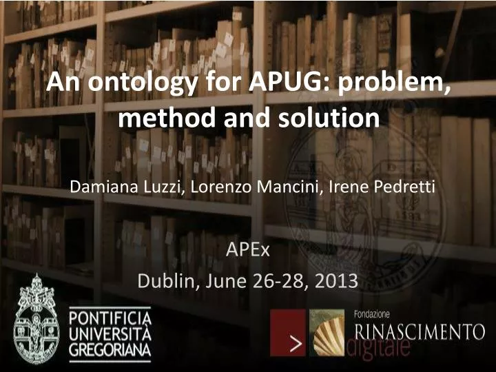 an ontology for apug problem method and solution