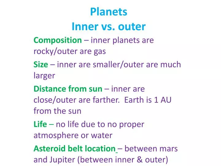 planets inner vs outer
