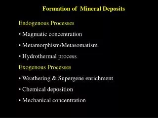 Formation of Mineral Deposits