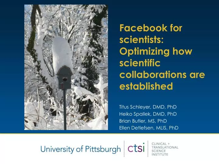 facebook for scientists optimizing how scientific collaborations are established