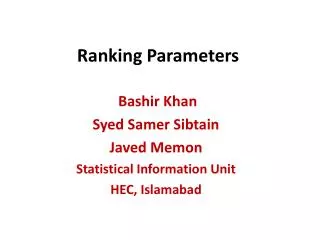 Ranking Parameters