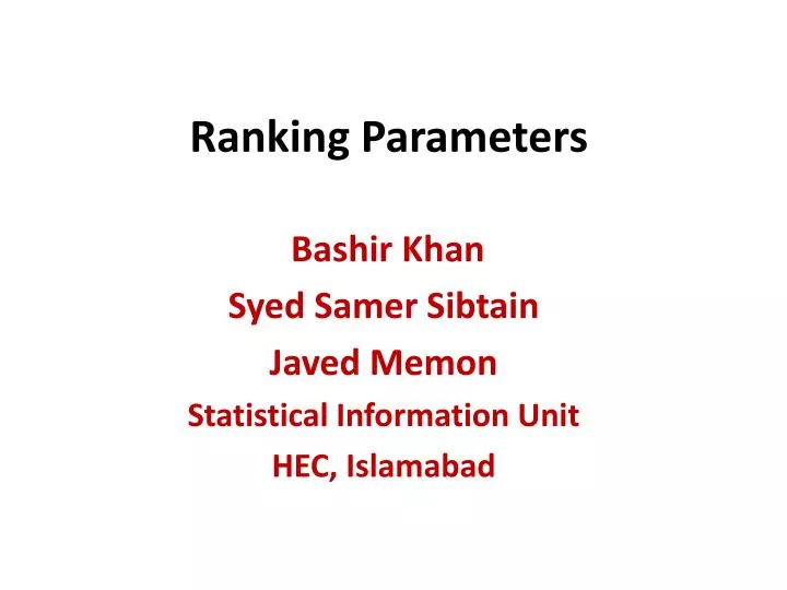 ranking parameters