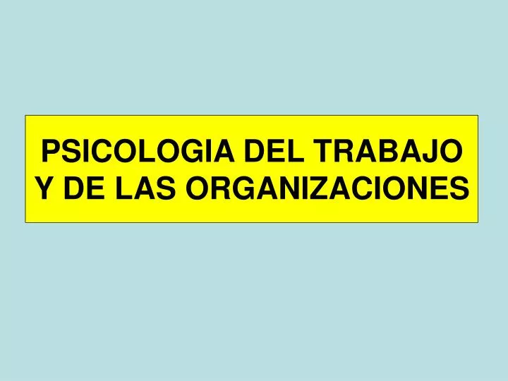 psicologia del trabajo y de las organizaciones