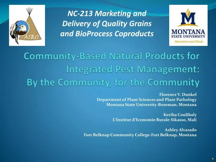 community based natural products for integrated pest management by the community for the community