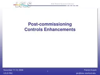 Post-commissioning Controls Enhancements