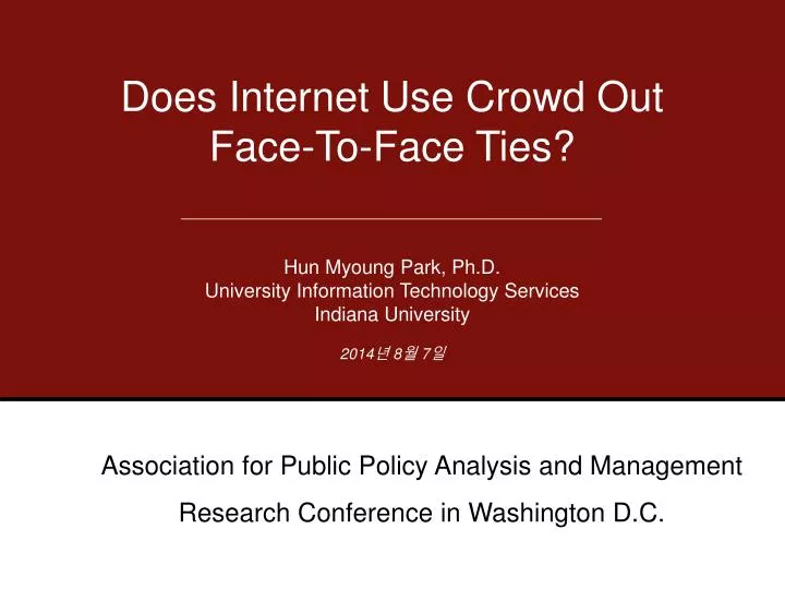 does internet use crowd out face to face ties