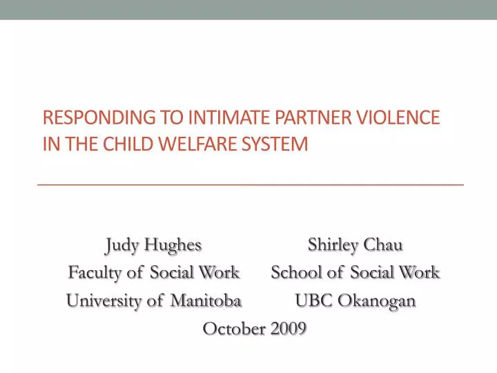 responding to intimate partner violence in the child welfare system