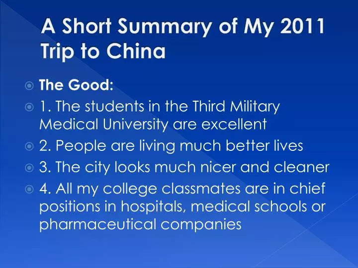a short summary of my 2011 trip to china