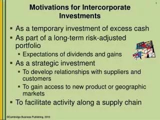 Motivations for Intercorporate Investments