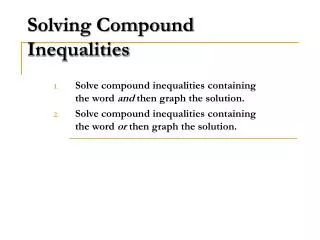 Solving Compound Inequalities