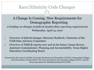 Race/Ethnicity Code Changes