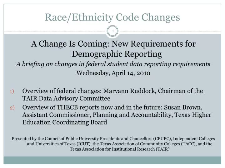 race ethnicity code changes