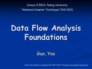 Data Flow Analysis Foundations